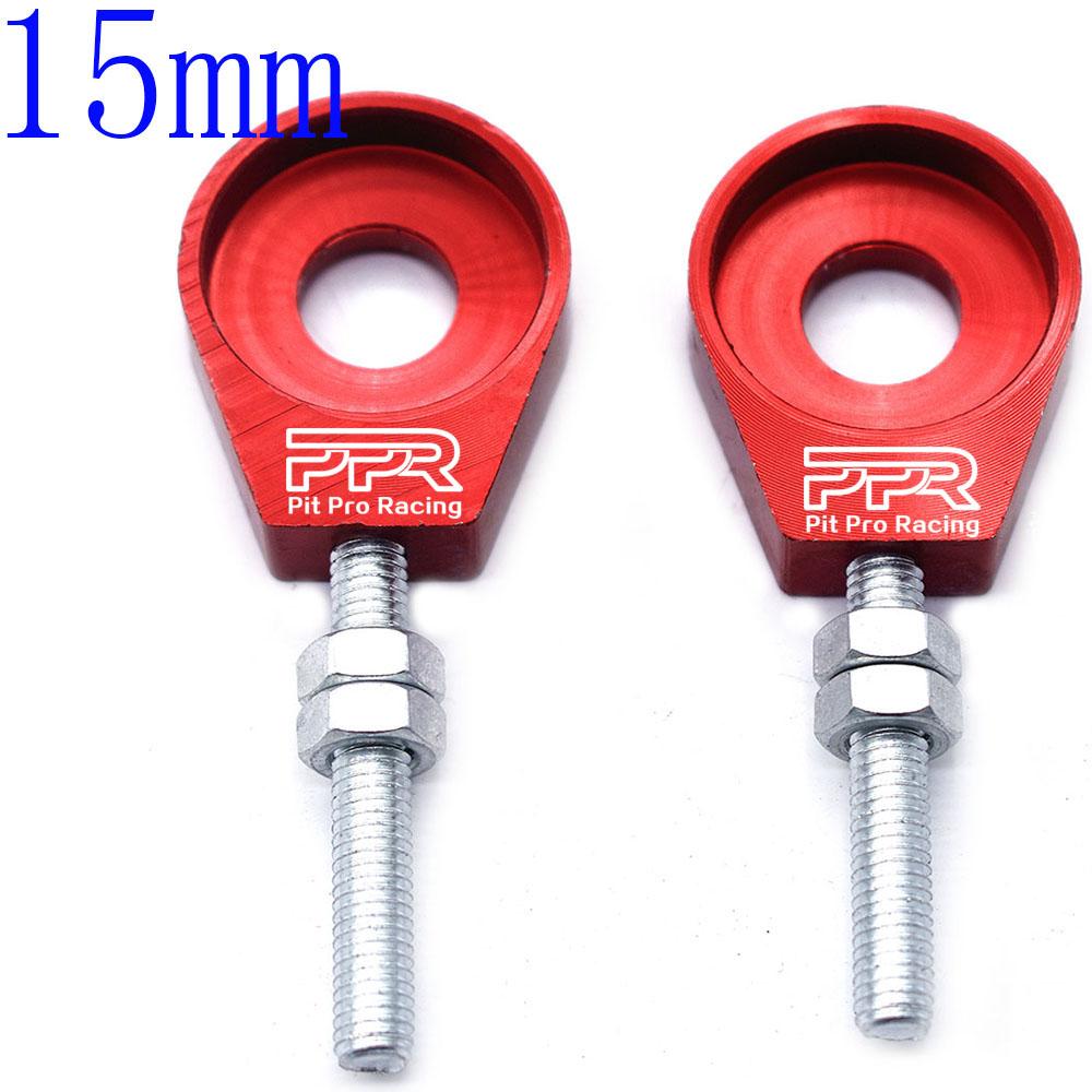 110cc 125cc 140cc Aluminum Chain Tensioner Adjuster Dirt Bike Pit ATV Motorcycle Scooter 12mm or 15mm Rear Wheel axle hole