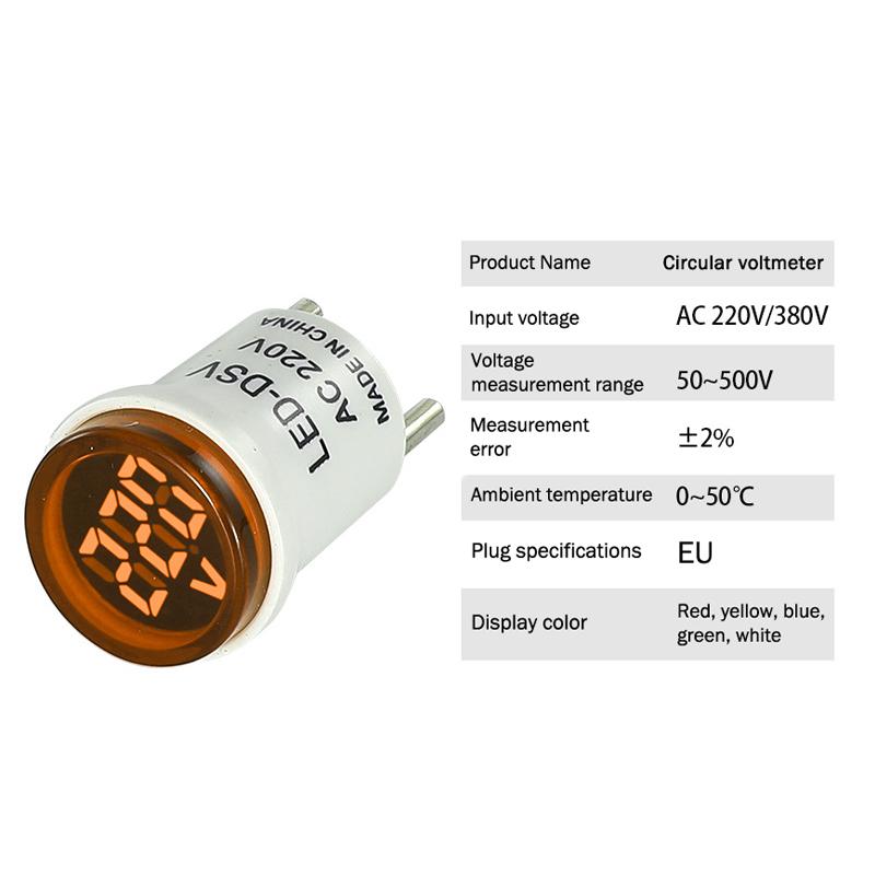 1 buc. Priză UE LED Monitor Digital Casnic AC 50V~500V Voltmetru Indicator Luminos Circular Universal AC220V