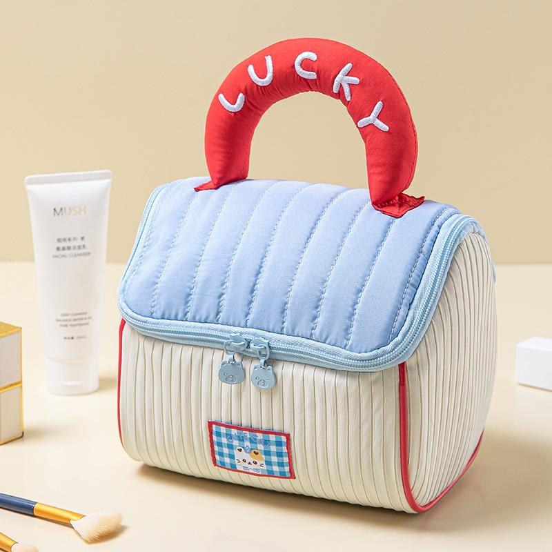 Makeup Bag with Large Capacity and Portable Storage Bag синий