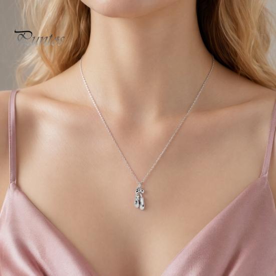 Delicate Ballet Pendant Shoes Necklace, Elegant Ballerina Dainty Lightweight Charm Necklace Dancer Stylish Jewelry for Women Girls