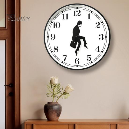 Quiet Sweep Clock Man Silhouette Wall Clock, Silent Non-Ticking Round Hanging Decorative Human Digital Analog for Home Office Bedroom Living Room