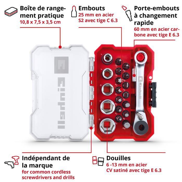Einhell XS-CASE Coffret de 21 embouts de vissage et douilles