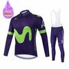 Movistar Racing Thermal Fleece Cycling Jersey Set Bicycle Bib Shorts Bike Clothing Ropa Maillot Ciclismo Hombre Bicicleta Kit