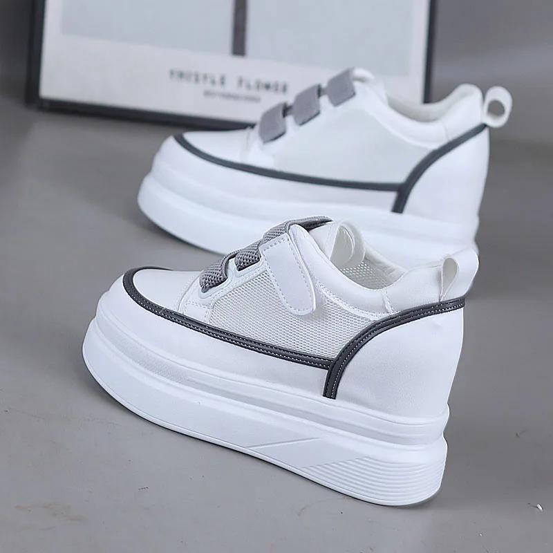 Fashion 2025 Spring Women's High Heels 9 Cm Thick Base Sneakers New Autumn and Winter Fashion Casual Shoes Black White 34-40
