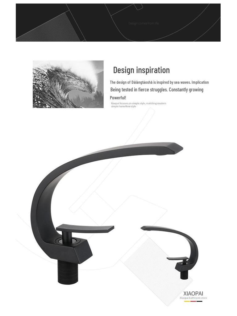 Robinet de lavabo de salle de bain en laiton canon de fusil avec robinet chaud et froid pour lavabos et plans de travail.