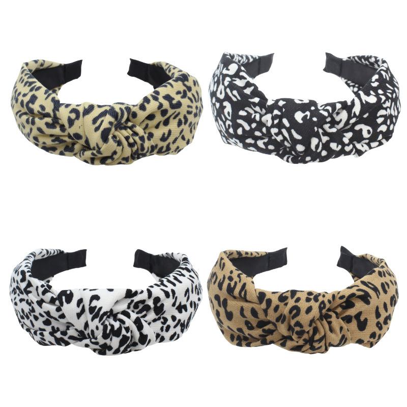Fashion Women's And Girls Leopard Print Headband With Center Knot for Ladies Daily Casual Hair Hoops Accessories