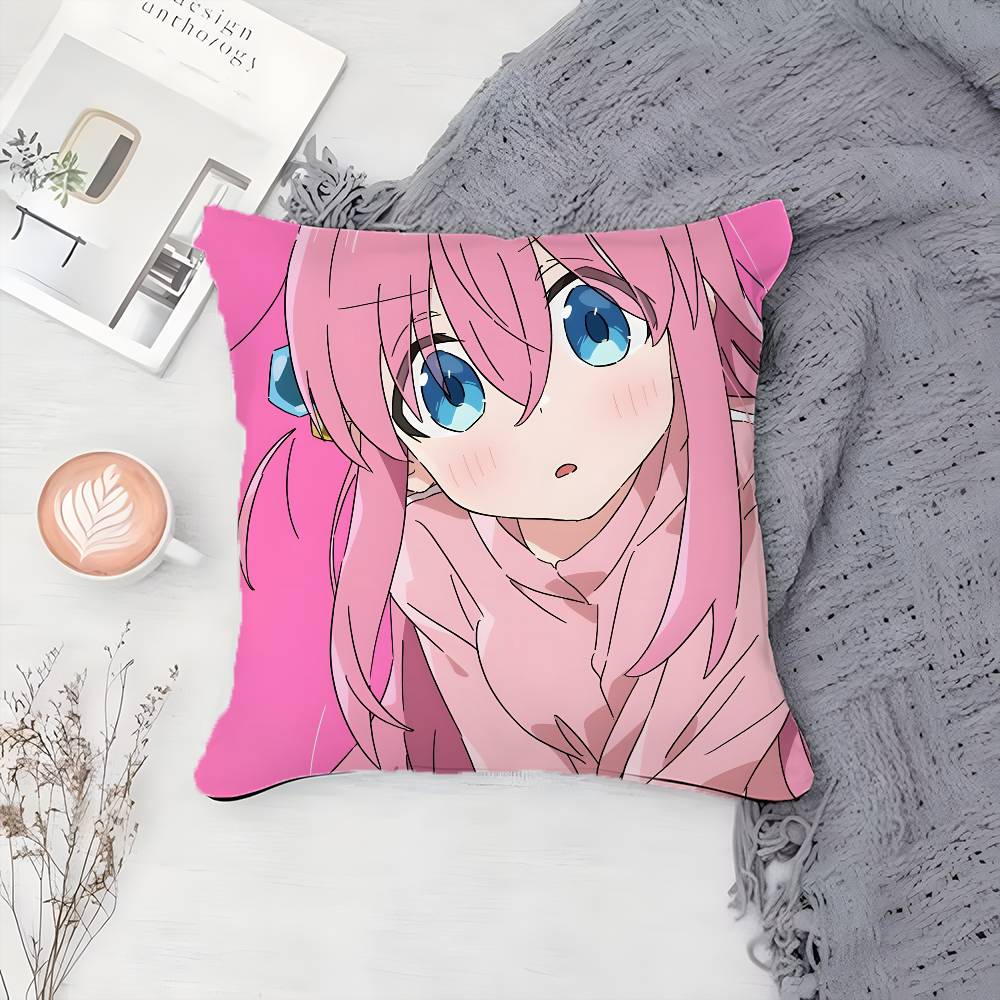Anime B-Bocchi The Rock-MT Cartoon Pillow Case Printing Pillowcase Living Room Sofa Cushion Cover Bedroom Room Decor