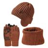 3Pcs/set Soft Touch Screen Gloves Warm Ear Protection Cap Winter Beanie Hat Scarf  for Men Women