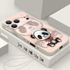 Orange Coat Panda Pattern Lanyard Case For iPhone 17 Pro Max Soft Silicone Cover For iPhone 16 Pro Max Funda iPhone 15 14 13 12 11 16E Air