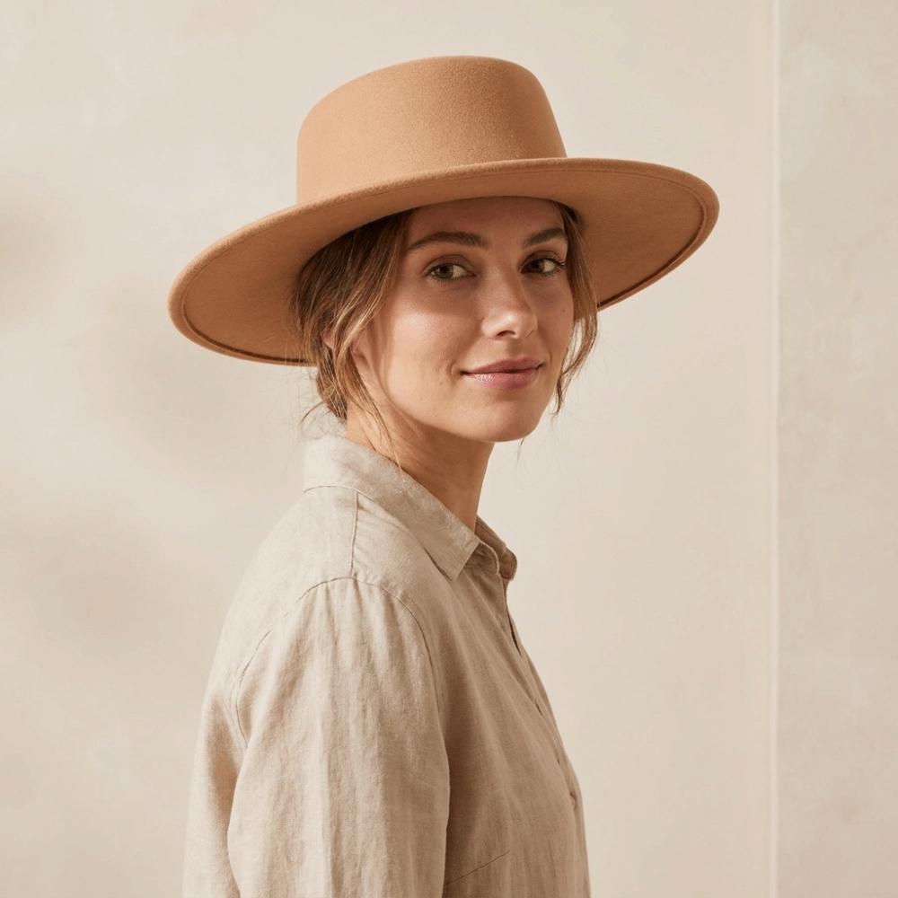 Solid Color Wide Brim Felt Hat Woolen Women Jazz Hat Elegant Hepburn Style Bucket Hat Bride