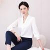 Formelles Damen-Anzugset mit V-Ausschnitt Chiffon Weißes Hemd