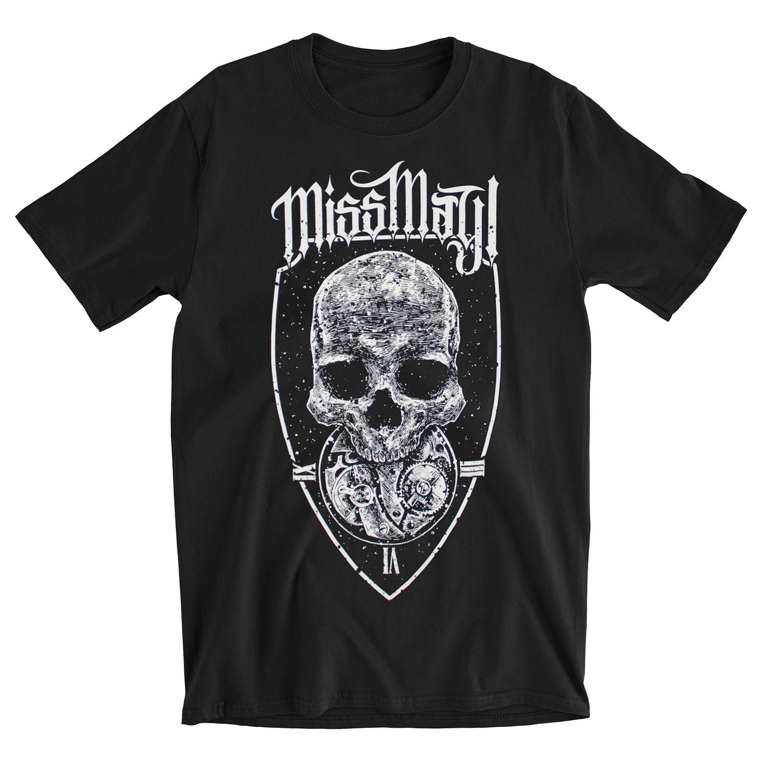 Men s Miss May I Skull Shield T-shirt Large Black 4XL