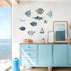 10Pcs/Set Fish Wall Decor Wooden Fish Hanging Beach Theme Bathroom Art Nautical Coastal Ocean Home Decoration