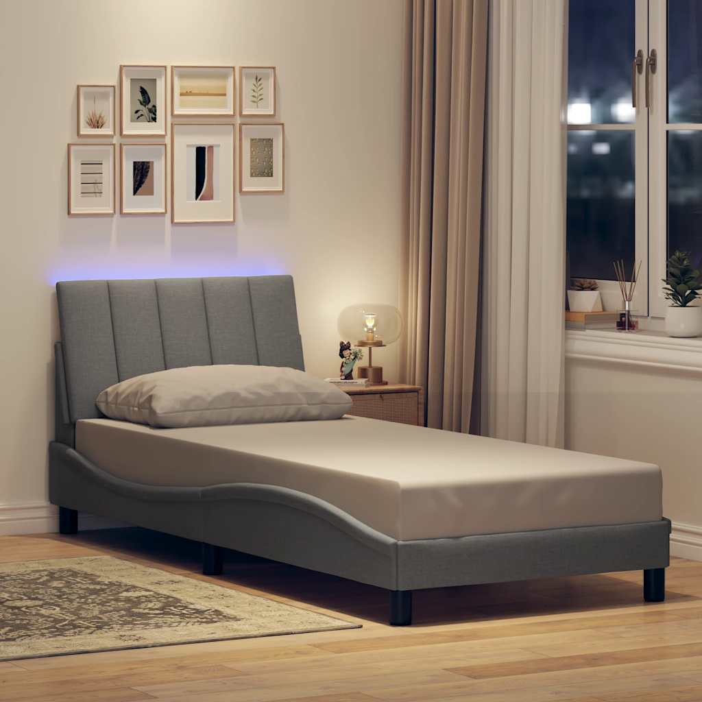 Bed Frame without Mattress  Hanko  Light Grey 80 x 200 cm Fabric