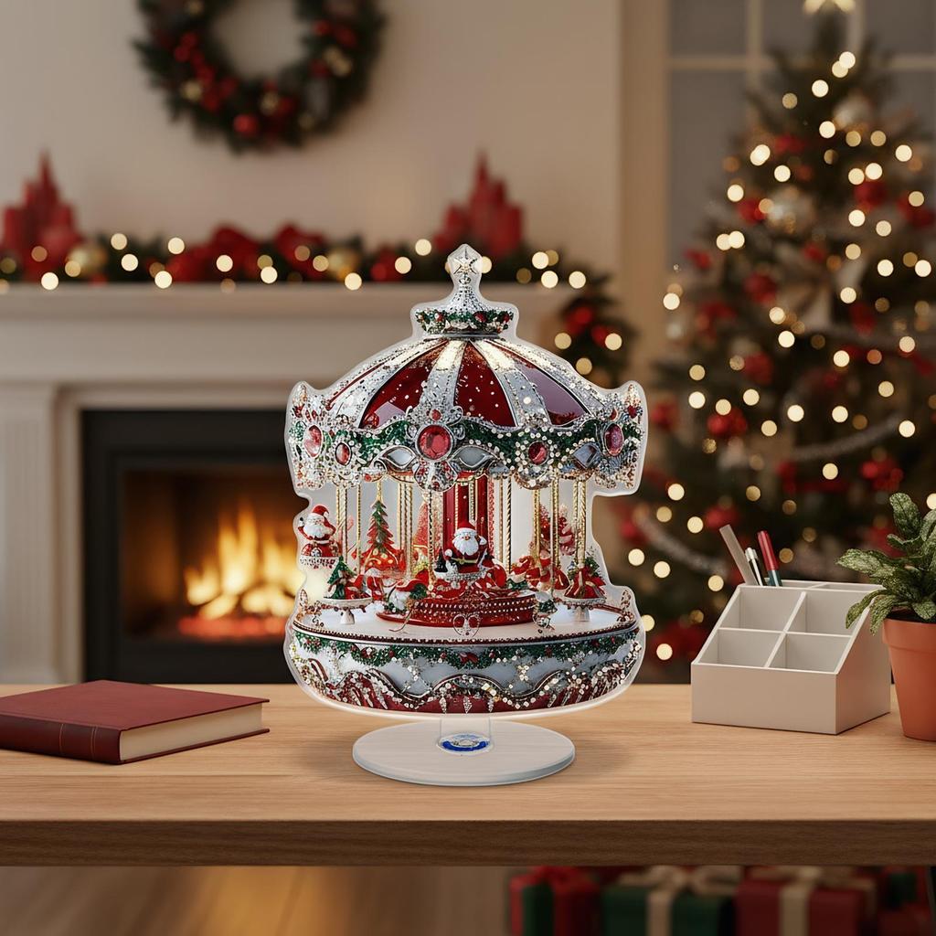 Christmas Go Round Decoration 2D Traditional Flat Collectible Christmas Decoration Merry Go Round Party Decor For Window