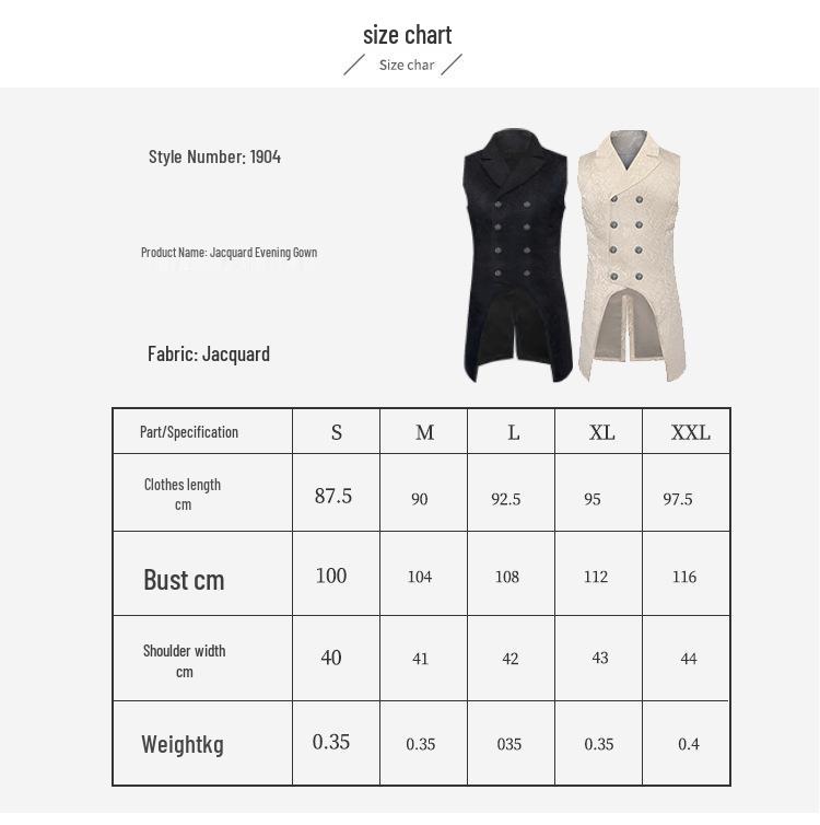 Vesta retro cu șliț dublu și brocart pentru bărbați - Vestă Victorian Gothic pentru Costum de Scenă Medieval