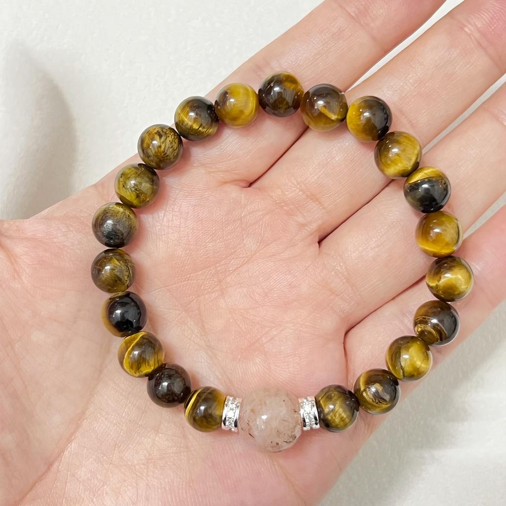Tigerauge Stein Perlenarmbänder für Damen 8mm Runde Perlen Halbedelsteine Armreif DIY Schmuck Geschenke