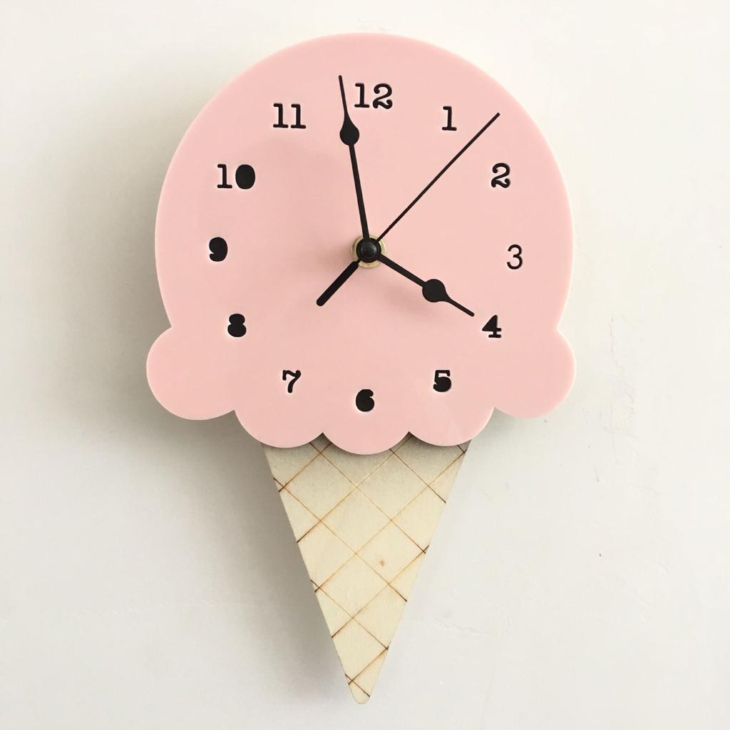 Nordic Ice Cream Wall Clocks Cartoon Mute Watch Wall Home Decor Kids Room Wall Decoration Ornament Baby Room AVE