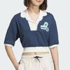 Adidas Originals Letter Block Comfort Casual Sports Polo Shirt Women Tops Navy White IW6300