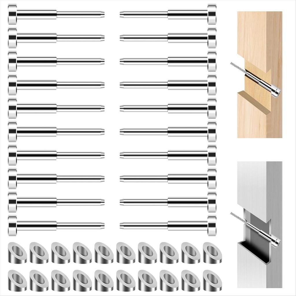 2025+ Cable Railing Kits, T316 Stainless Steel 20Pack Terminal and 20Pack Beveled Angle Washers for Cable Railing