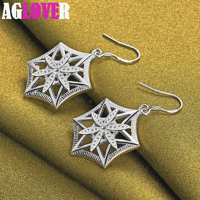 925 Sterling Silver Star Geometrisk Drop Earring smykker