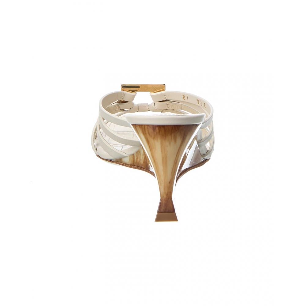 Salvatore Ferragamo Anemone Leather Wedge Sandal White