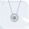 Moissanite Halo Pendant Necklace for Women , Lab Diamond Sterling Silver Circle Pendant Mom Lover Daugther Gift