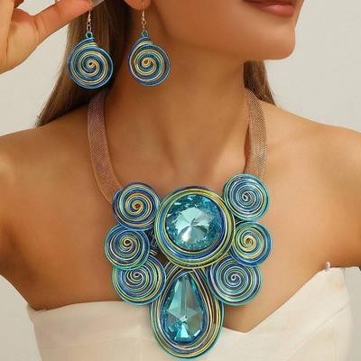 Nový Módní Hliníkový Drát Tyrkysový Slza Elegantní Vintage Boho Náhrdelník