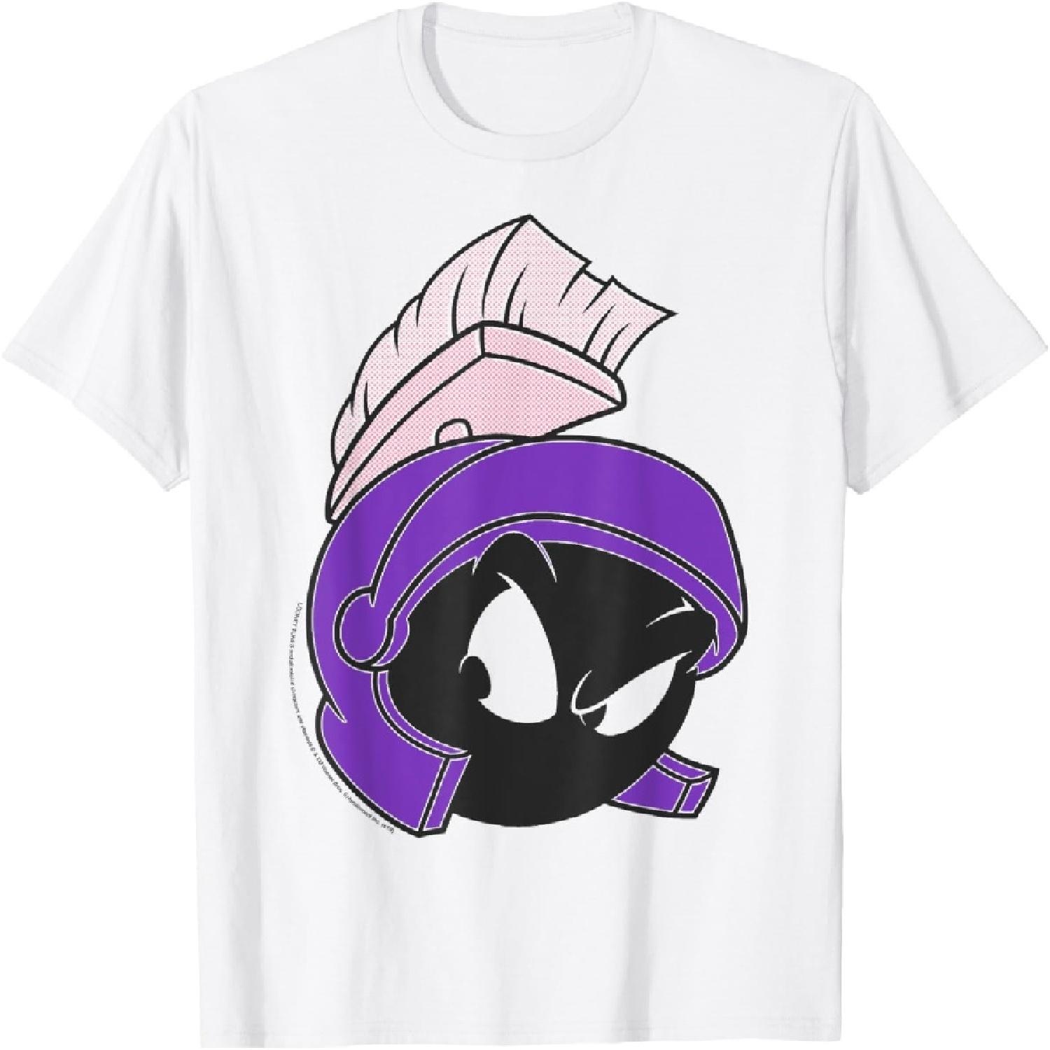 Looney Tunes Marvin The Martian Purple Big Face T-Shirt S белый