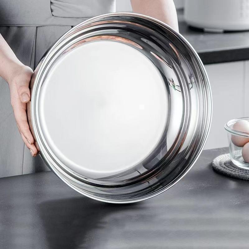 Large Stainless Steel Non-Stick Mixing and Kneading Bowl - Thick, Multi-Functional for Dough or Vegetables