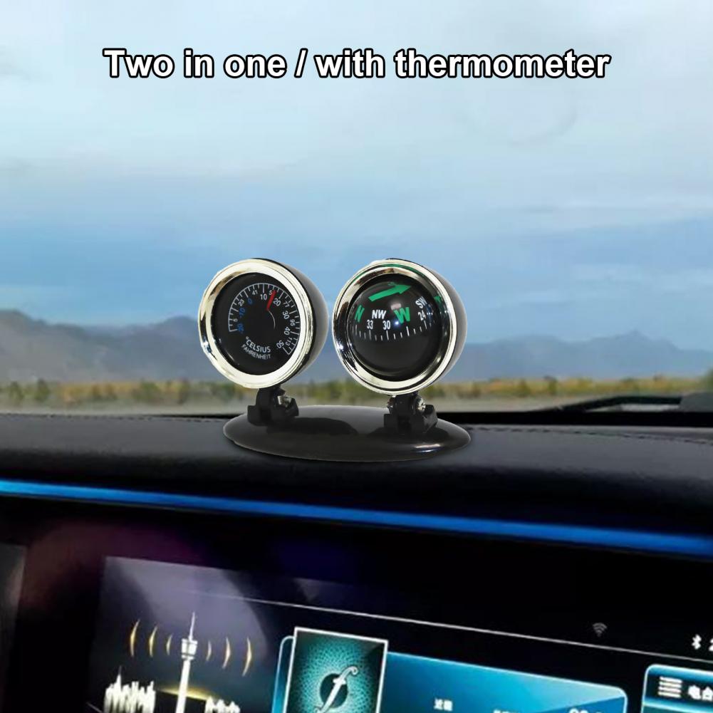 Gösterge Paneli Pusulası Siyah Renk Yer Tasarruflu Pratik 2'si 1 Arada Araba Navigasyon Termometresi Otomotiv Pusulası Yüksek Doğruluk