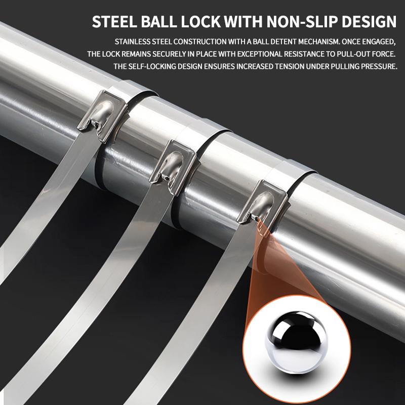 50Pcs 304 Stainless Steel Cable Ties, Self-Locking Anti-Rust Metal Zip Ties for Electrical Wiring Harness, Heavy Duty