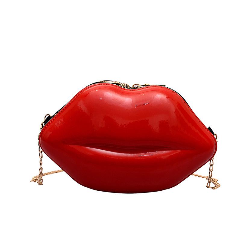 2024 Fashionable Women's Versatile Structured Chain Shoulder Crossbody Bag - Lip Design