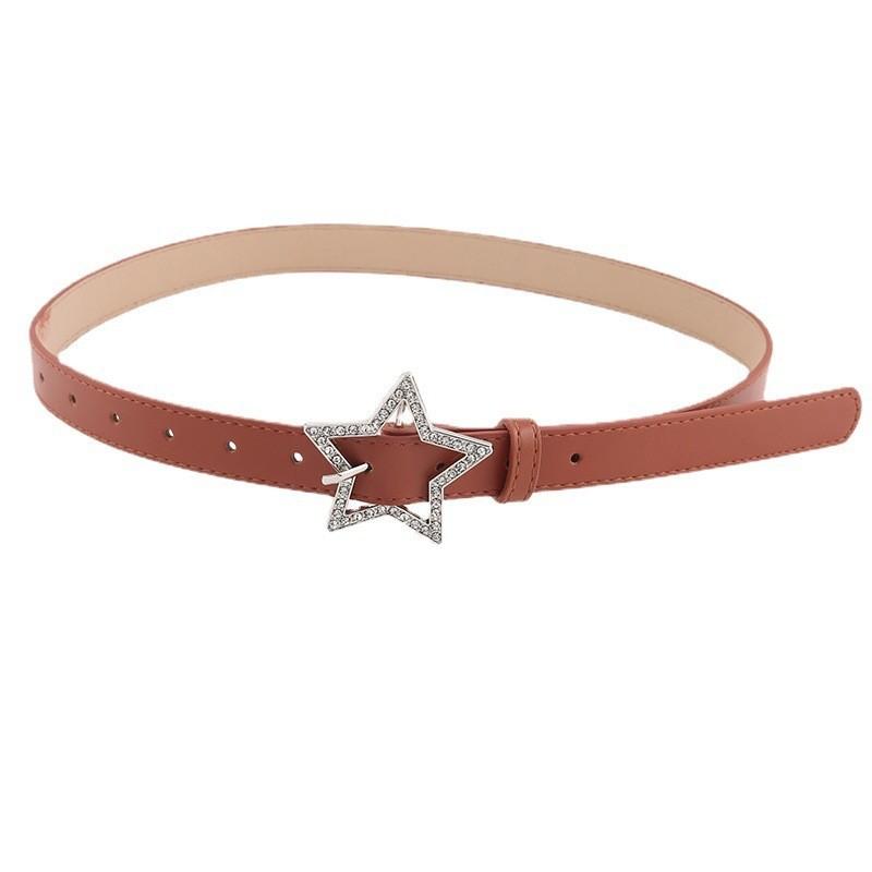 Women's Black Star Rhinestone Decorated Belt Summer Ins Fashion Casual Waistband