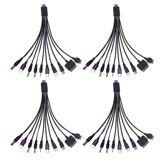 10-in-1 Multi-Device Charging Cable 23cm PVC Tangle-Free Cord Universal High Toughness Data Cable for Most Phone