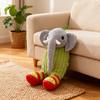“Cartoon Stuffed Elephant Plush Toy Gray Head & Trunk with Green Striped Body Red-Yellow Polka Dot Feet