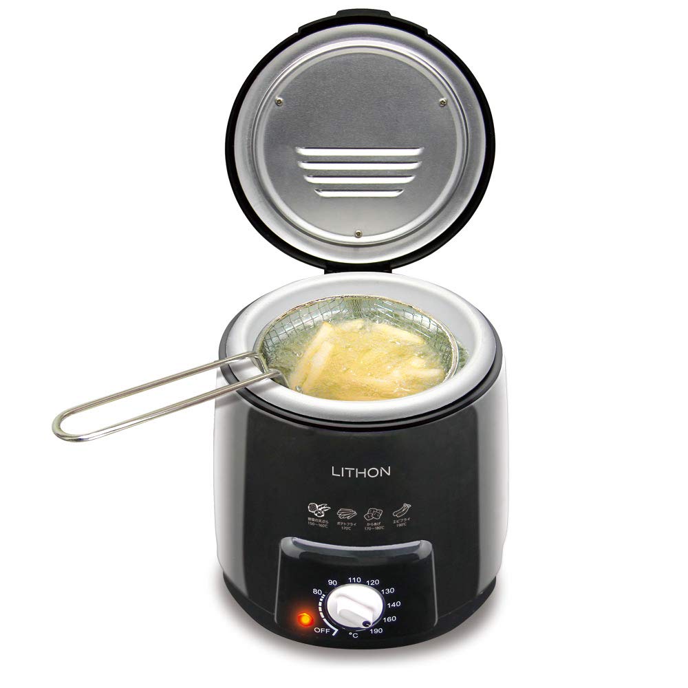 

LITHON Single fryer Black 1 year extended warranty Temperature adjustment function Easy for one person Home use Fried food Lightweight Easy to clean чорний