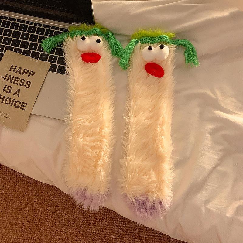 Winter Korallensamt Socken Lustige 3D Cartoon Mädchen Verdickte Warme Socken Zuhause - Kinder Strümpfe Boden Schlafsocken