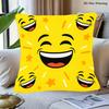 2D Flat Printed Modern Fashion Pillowcase Featuring an Exaggerated Joyful Face. No Pillow Insert Included. Suitable for Decorating Balcony Sofas, Bedr