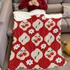 Cherry Red Lattice Flannel Blanket Warm Soft Halloween Christmas Couch Warm Cozy Decorative Decor Gift for All Season