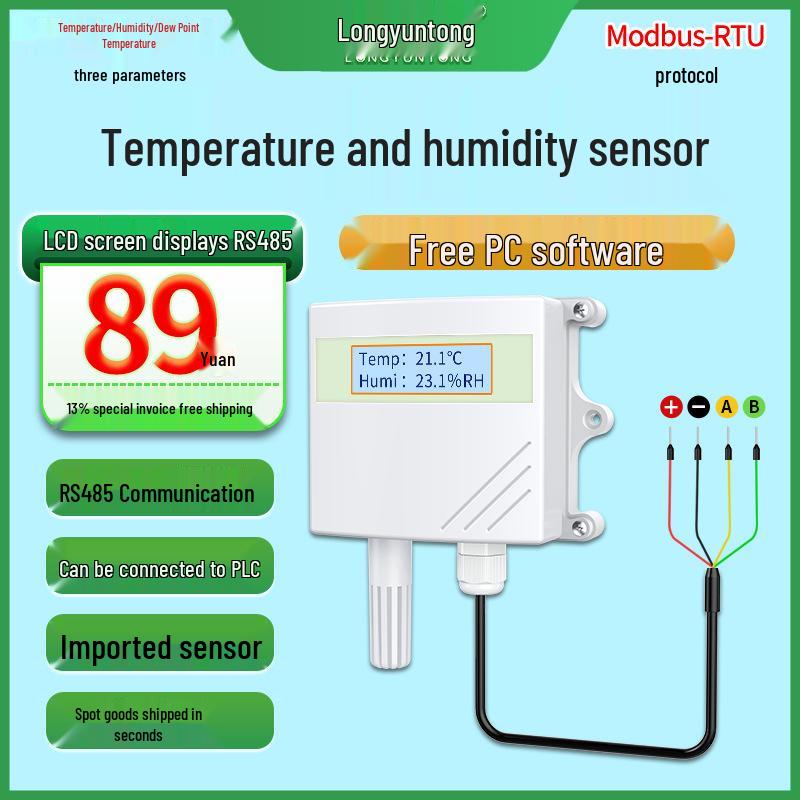 RS485 Temperature & Humidity Sensor Monitor with Modbus-RTU Protocol