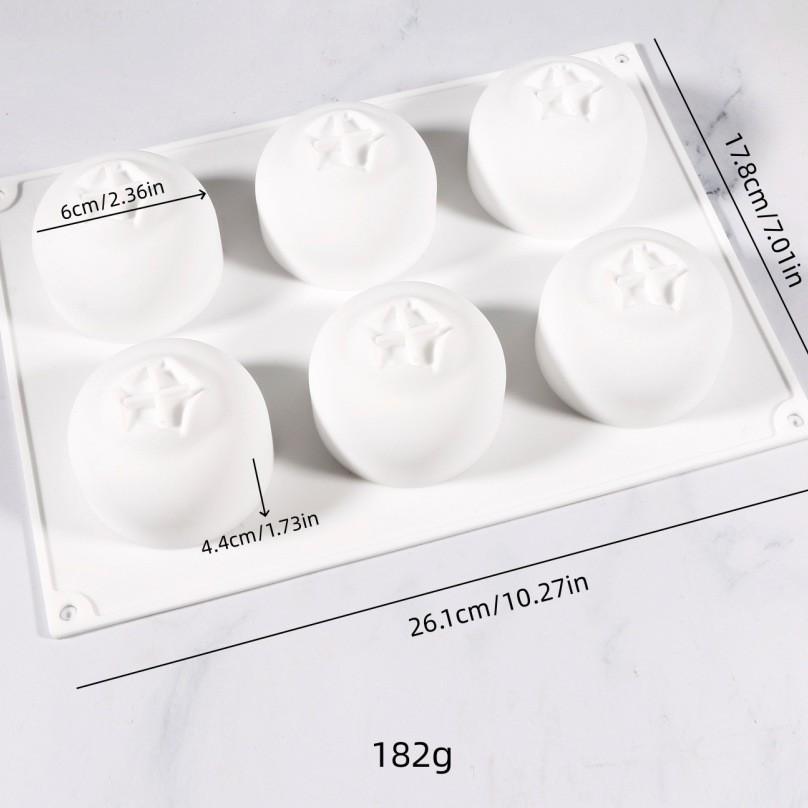 6 Cavity Blueberry Mousse Cake Baking Mold Fruit Shaped Dessert Silicone Mold For Chocolate Pudding Candle Baking Diy Crafts белый