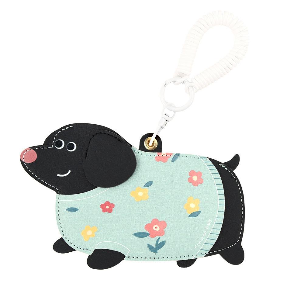 PU Leather Leather Dog Pendant Multifunction Cartoon Keychain Fashion Card Case  Male/Famale