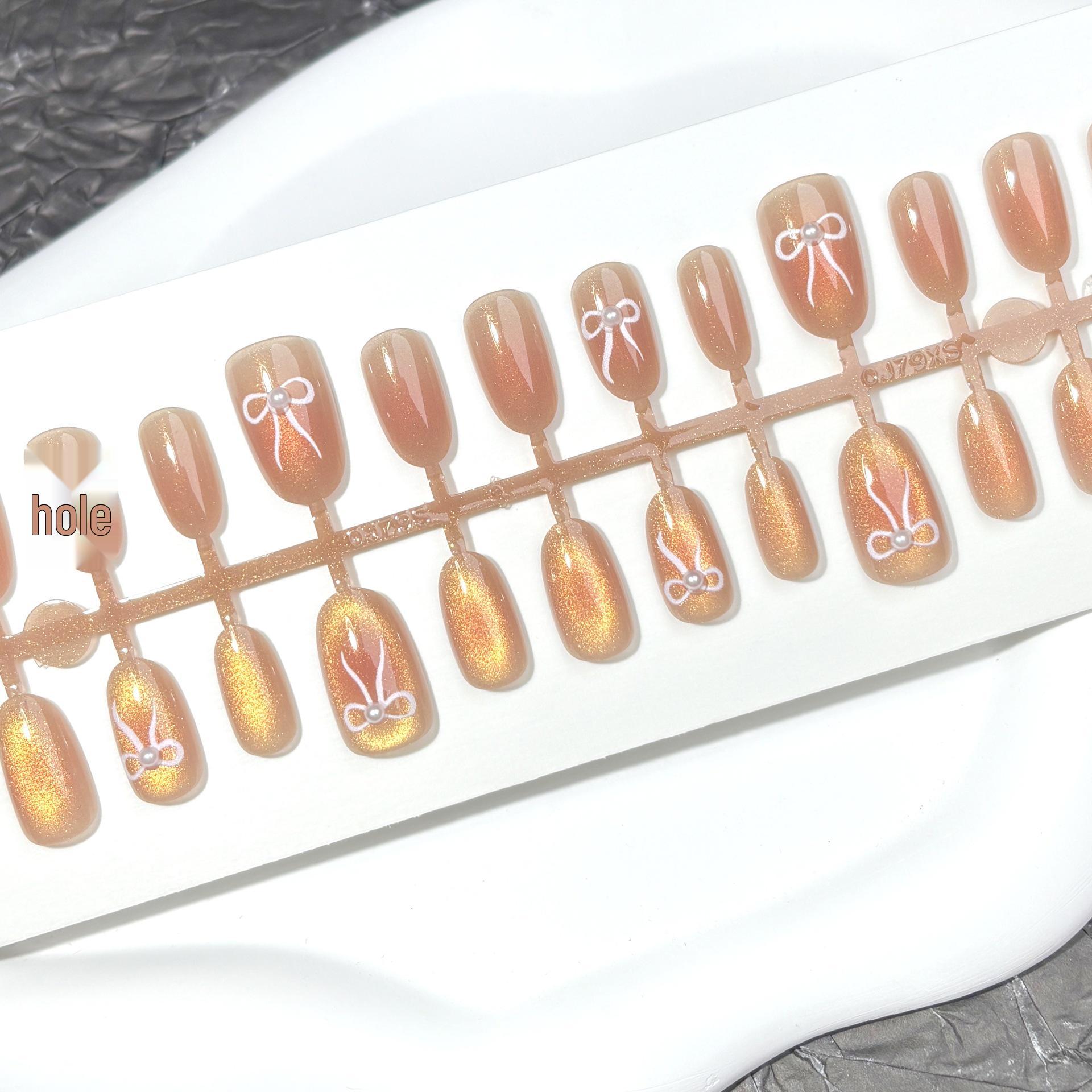 

Патчи для нейл-арта «Кошачий глаз» с жемчужным бантом Atmosphere Blush - Элегантные, универсальные и носибельные в сказочном стиле