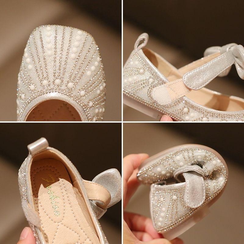 Kid Leather Shoe Girl Single Shoe Soft Sole Princess Shoe Dance Shoe Performance Crystal Shoe Girl Shoe Kid Shoe Mary Janes Shoe