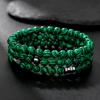 Matte Black Cubic Zirconia Ball & UFO Pendant Braided Bracelet Set