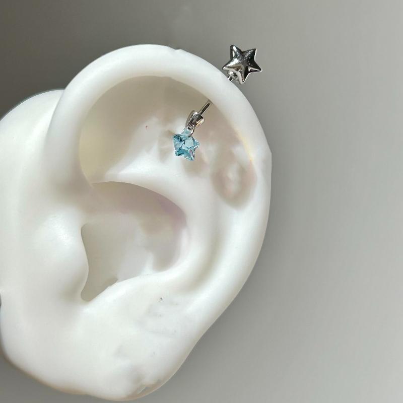 1 Pcs Colorful Star Annular Ear Bone Nail Stainless Steel Cute Love Heart Cross Earrings for Women Body Puncture Accessories