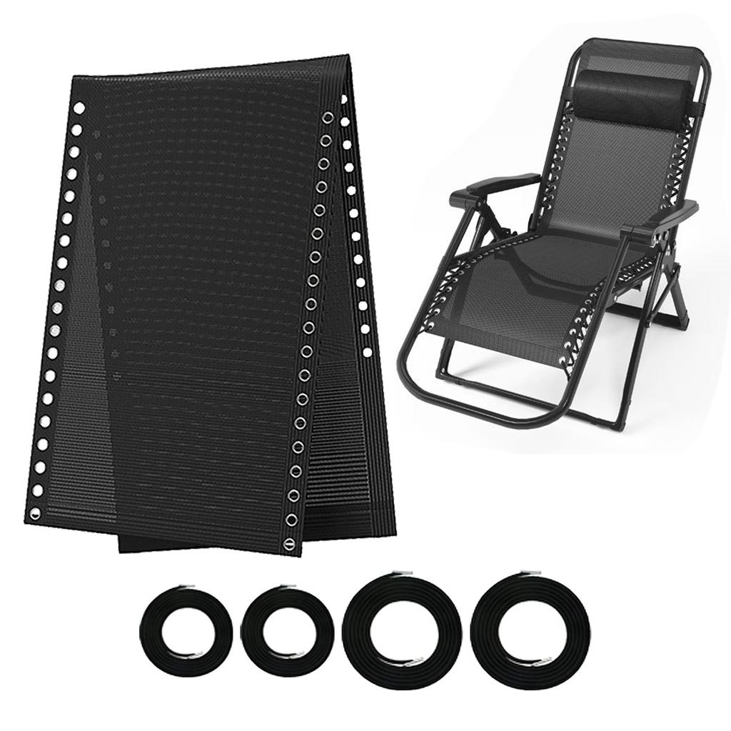 Folding Lounge Chair Black Teslin Mesh Replacement Fabric Wide Thickened Beach Nap Chair Accessories