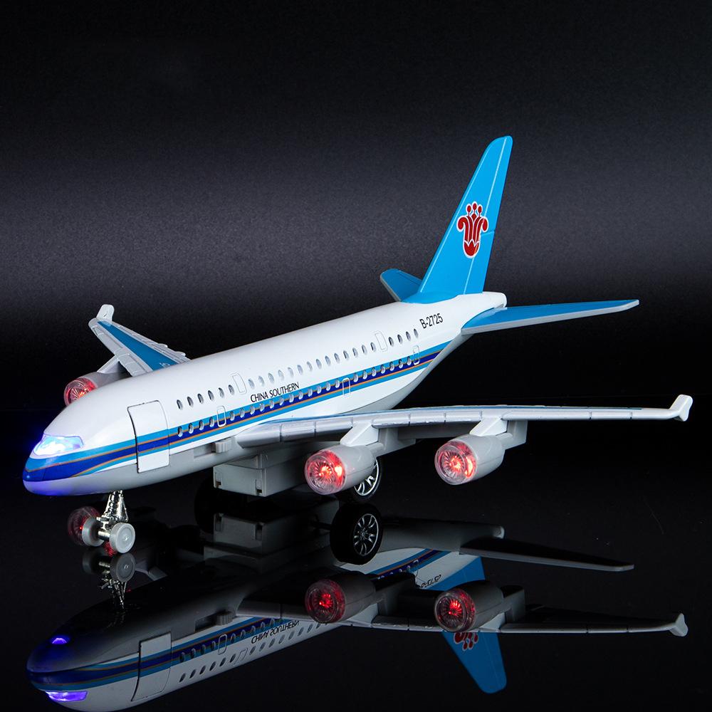 Children's Pressure Molten Metal Toy Airplane, 10-inch Original A380 Model, Audio-visual Simulation Airplane, Gift