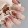 24Pcs Short Gradient Press On Nails With Jelly Glue Elegant Ballet Square Glitter Acrylic Fake Nails Set